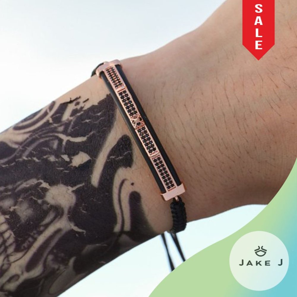 🍑Brand New Rose Gold Geometric Micro-Inlaid Zircon Hand-Woven Adjustable A-091